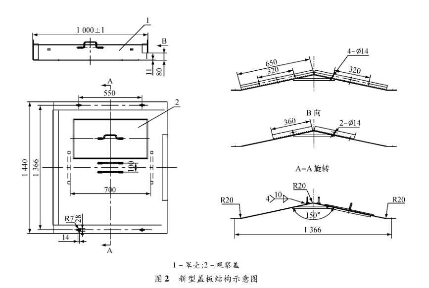 铸石刮板输送机新型盖板结构示意图